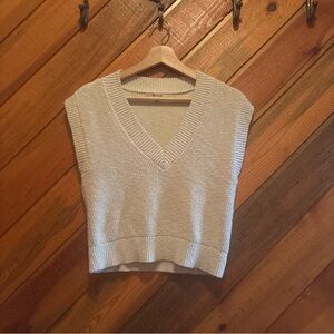 Madewell cream cotton Women's V-Neck Sweater Vest - Cream
